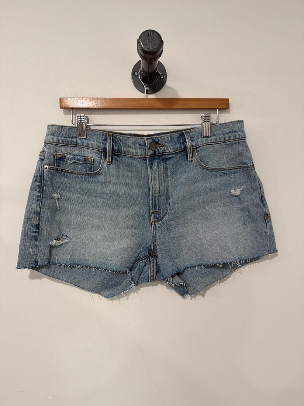 FRAME Denim Jean Shorts Le Cutoff Distressed Raw Hem 2.5" Blue Size 30